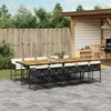 Lauko baldų komplektas Sodo komplektas su pagalvėlėmis, 11 dalių, juodas, poliratanas