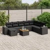 Sofa Sodo komplektas su pagalvėlėmis, 9 dalių, juodas, poliratanas