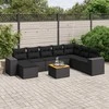 Sofa Sodo komplektas su pagalvėlėmis, 9 dalių, juodas, poliratanas