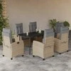 Lauko baldų komplektas Sodo komplektas su pagalvėlėmis, 7 dalių, smėlio, poliratanas