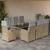 Lauko baldų komplektas Sodo komplektas su pagalvėlėmis, 9 dalių, smėlio, poliratanas