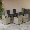 Lauko baldų komplektas Sodo komplektas su pagalvėlėmis, 7 dalių, pilkas, poliratanas
