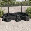 Sofa Sodo komplektas su pagalvėlėmis, 9 dalių, juodas, poliratanas