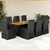 Sofa Sodo komplektas su pagalvėlėmis, 9 dalių, juodas, poliratanas