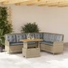 Sofa Sodo komplektas su pagalvėlėmis, 2 dalių, smėlio, poliratanas