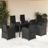 Lauko baldų komplektas Sodo komplektas su pagalvėlėmis, 7 dalių, juodas, poliratanas