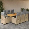 Lauko baldų komplektas Sodo komplektas su pagalvėlėmis, 9 dalių, smėlio, poliratanas