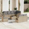 Sofa Sodo komplektas su pagalvėlėmis, 9 dalių, smėlio, poliratanas