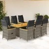 Lauko baldų komplektas Sodo komplektas su pagalvėlėmis, 9 dalių, pilkas, poliratanas