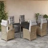 Lauko baldų komplektas Sodo komplektas su pagalvėlėmis, 7 dalių, smėlio, poliratanas