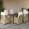 Lauko baldų komplektas Sodo komplektas su pagalvėlėmis, 7 dalių, smėlio, poliratanas