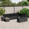Sofa Sodo komplektas su pagalvėlėmis, 10 dalių, juodas, poliratanas