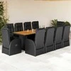 Sofa Sodo komplektas su pagalvėlėmis, 11 dalių, juodas, poliratanas