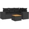 Sofa Sodo komplektas su pagalvėlėmis, 5 dalių, juodas, poliratanas