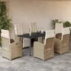 Lauko baldų komplektas Sodo komplektas su pagalvėlėmis, 7 dalių, smėlio, poliratanas