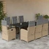 Lauko baldų komplektas Sodo komplektas su pagalvėlėmis, 9 dalių, smėlio, poliratanas