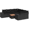 Sofa Sodo komplektas su pagalvėlėmis, 9 dalių, juodas, poliratanas