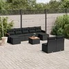 Lauko baldų komplektas Sodo komplektas su pagalvėlėmis, 10 dalių, juodas, poliratanas