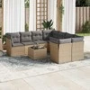 Sofa Sodo komplektas su pagalvėlėmis, 9 dalių, smėlio, poliratanas