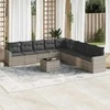 Lauko baldų komplektas Sodo komplektas su pagalvėlėmis, 10 dalių, pilkas, poliratanas