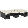 Lauko baldų komplektas Sodo komplektas su pagalvėlėmis, 11 dalių, juodas, poliratanas