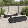 Lauko baldų komplektas Sodo komplektas su pagalvėlėmis, 9 dalių, juodas, poliratanas