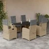 Lauko baldų komplektas Sodo komplektas su pagalvėlėmis, 7 dalių, smėlio, poliratanas