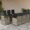 Lauko baldų komplektas Sodo komplektas su pagalvėlėmis, 9 dalių, pilkas, poliratanas