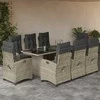 Lauko baldų komplektas Sodo komplektas su pagalvėlėmis, 9 dalių, pilkas, poliratanas