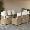 Lauko baldų komplektas Sodo komplektas su pagalvėlėmis, 9 dalių, smėlio, poliratanas