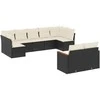 Lauko baldų komplektas Sodo komplektas su pagalvėlėmis, 9 dalių, juodas, poliratanas