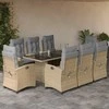 Lauko baldų komplektas Sodo komplektas su pagalvėlėmis, 9 dalių, smėlio, poliratanas