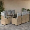 Lauko baldų komplektas Sodo komplektas su pagalvėlėmis, 9 dalių, smėlio, poliratanas
