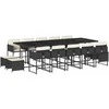 Lauko baldų komplektas Sodo komplektas su pagalvėlėmis, 15 dalių, juodas, poliratanas