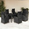 Lauko baldų komplektas Sodo komplektas su pagalvėlėmis, 7 dalių, juodas, poliratanas
