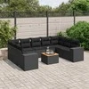 Sofa Sodo komplektas su pagalvėlėmis, 10 dalių, juodas, poliratanas