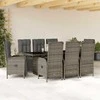 Lauko baldų komplektas Sodo komplektas su pagalvėlėmis, 9 dalių, pilkas, poliratanas
