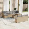 Sofa Sodo komplektas su pagalvėlėmis, 11 dalių, smėlio, poliratanas