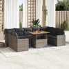Lauko baldų komplektas Sodo komplektas su pagalvėlėmis, 10 dalių, pilkas, poliratanas