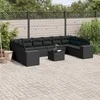 Sofa Sodo komplektas su pagalvėlėmis, 11 dalių, juodas, poliratanas
