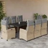 Lauko baldų komplektas Sodo komplektas su pagalvėlėmis, 9 dalių, smėlio, poliratanas