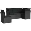 Lauko baldų komplektas Sodo komplektas su pagalvėlėmis, 5 dalių, juodas, poliratanas
