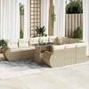 Lauko baldų komplektas Sodo komplektas su pagalvėlėmis, 11 dalių, smėlio, poliratanas