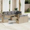 Sofa Sodo komplektas su pagalvėlėmis, 9 dalių, smėlio, poliratanas