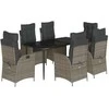 Lauko baldų komplektas Sodo komplektas su pagalvėlėmis, 7 dalių, pilkas, poliratanas