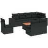 Sofa Sodo komplektas su pagalvėlėmis, 9 dalių, juodas, poliratanas