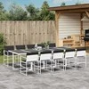 Lauko baldų komplektas Sodo komplektas su pagalvėlėmis, 11 dalių, baltas, tekstilenas