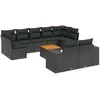 Sofa Sodo komplektas su pagalvėlėmis, 10 dalių, juodas, poliratanas