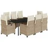 Sodo komplektas su pagalvėlėmis, 9 dalių, smėlio, poliratanas