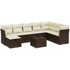 Lauko baldų komplektas Sodo komplektas su pagalvėlėmis, 9 dalių, rudas, poliratanas